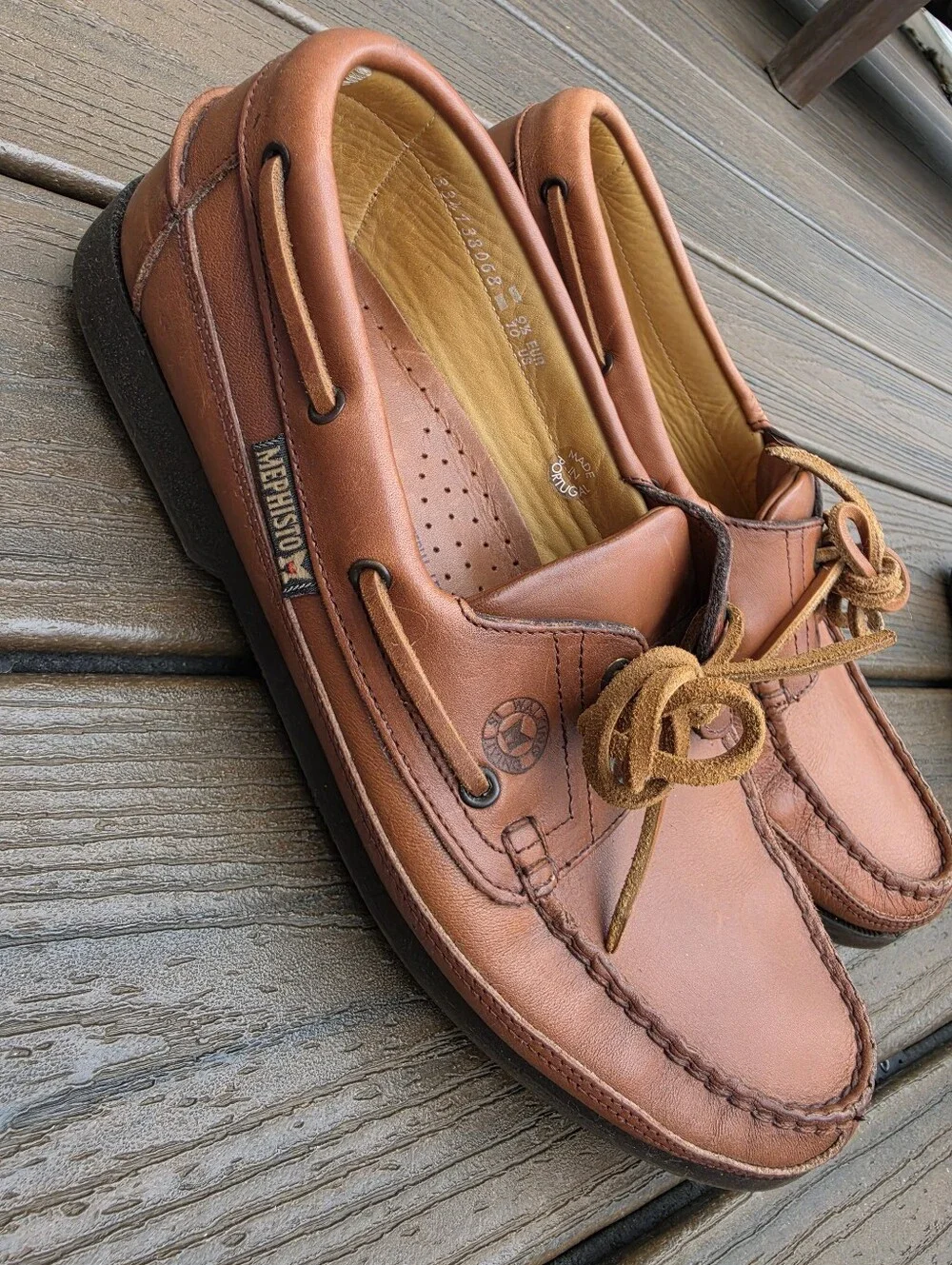 Mephisto Hurrikan Spinnaker Moc Toe Boat Shoes Hazelnut Leather Size 10